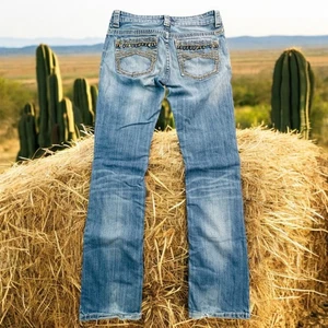 Pantalones de mezclilla para mujer Cruel Girl 5 largos azules corte bota azul bordado tachonado occidental - Imagen 1 de 17