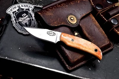 CFK Hecho a Mano AUS 10 Personalizado NEÓN NARANJA HUESO Pequeño Skinner Mini Cuchillo de Caza Foto 1 de 4