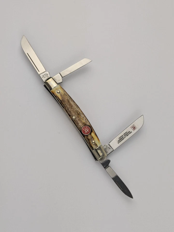 Vtg JA Henckels Hand Forged Congress 4 Blade Pocket Knife Stag Handles Minty - Image 1 of 4