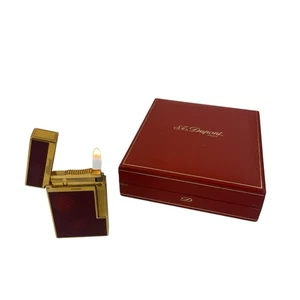 S T Dupont Lighter Ligne 2 Red & Gold With Case Working - Picture 1 of 6