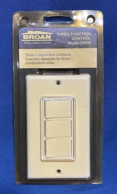 INTERRUPTOR DE PARED BROAN NUTONE TRES FUNCIONES MODELO P66W ENCENDIDO/APAGADO 120V - NOS Foto 1 de 3