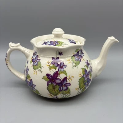 Tetera vintage con tapa Arthur Wood Inglaterra "Ramo" porcelana púrpura violetas Foto 1 de 4