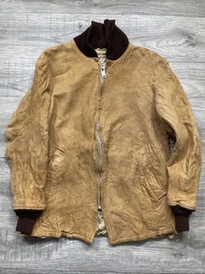 Mcgregor Jacket 1960s Vintage Suede Full Zip Tan Size 42/med Processed Quilon - Picture 1 of 12