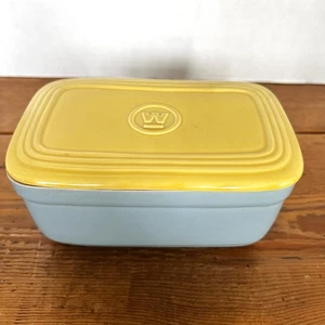 Vintage Hall Westinghouse überdachter Kühlschrank Container blau/gelb 7”x4,5” - Bild 1 von 12