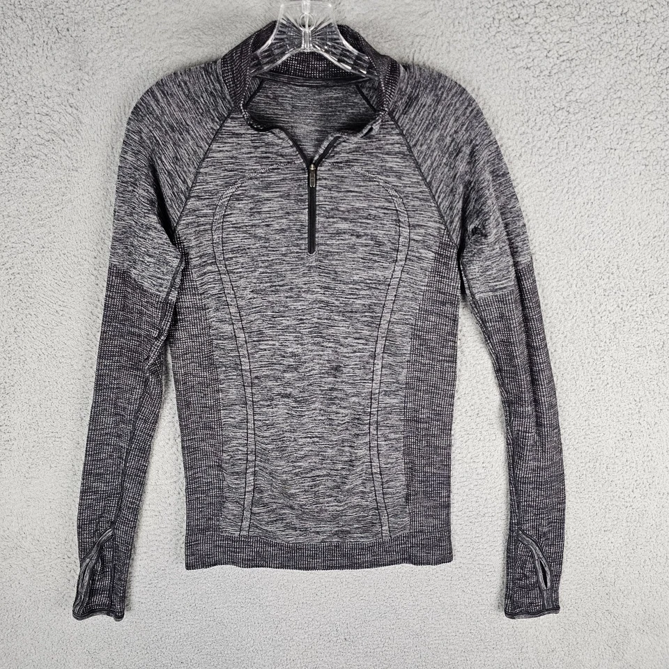 Lululemon Swiftly Tech 1/2 Zip Heathered Black Gray Size Small - Imagem 1 de 4