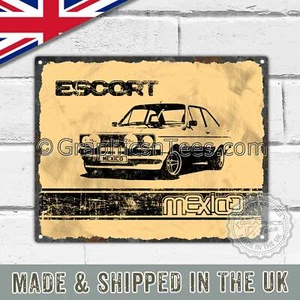 Vintage Metall Blechschild Plakette mit dem klassischen MK2 Escort Mexiko in Sepia - Bild 1 von 2