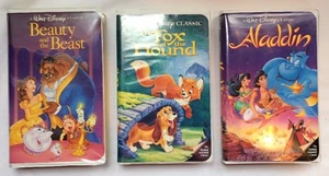 Disney Black Diamond Lot Of 3 Beauty and the Beast + Aladdin + Fox and the Hound - Picture 1 of 12