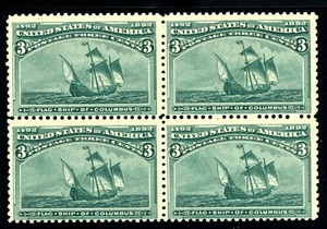 USAstamps Unused FVF US 1893 Columbian Expo Block Scott 232 OG MNH SCV $390+ - Picture 1 of 2