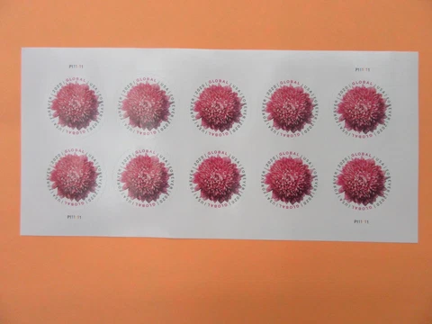 10 USPS 2020 Global Forever Stamps Chrysanthemum - Peel & Stick (1 Sheet of 10) Cover