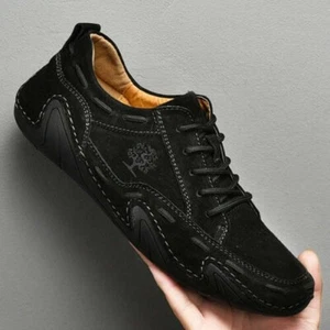 Men's Handmade Italian Leather Lace Up Loafer Shoes - Picture 1 of 15