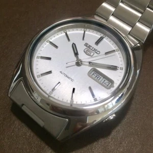 SEIKO 5 SNXF01K1 21 Jewels Automatic Army Silver Vintage Discontinued 100% New! - Picture 1 of 8