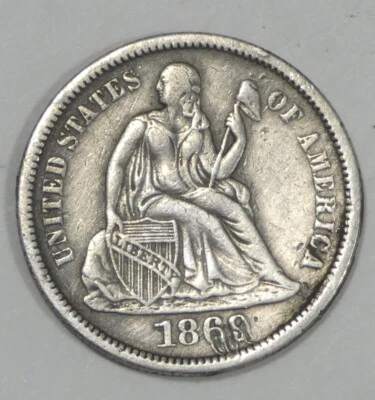 1869-S Liberty Seated Dime VERY FINE Silver 10c ~ Surface Damage - Image 1 of 4