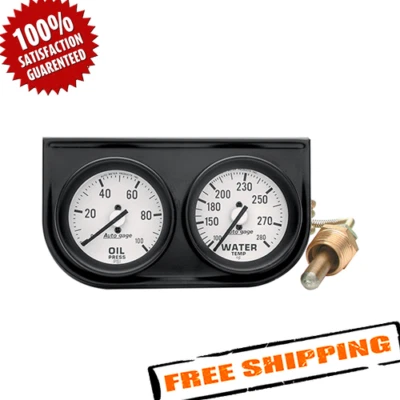 Auto Meter 2326 Autogage 2-1/16" Oil Pressure/Water Temp 2 Gauge, Black Console - Image 1 of 4