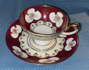 Vintage Gold China besetztes Japan handbemalt Demitasse Tasse und Untertasse - Bild 1 von 3