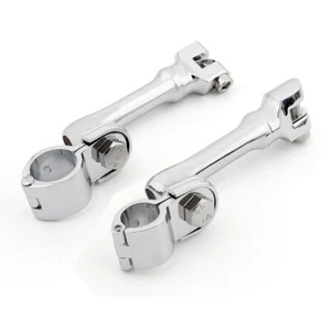 Protectores de motor cromados 5,5" Longhorn desplazados soportes de clavija abrazadera de 1" para Harley - Imagen 1 de 5
