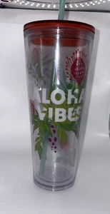 Starbucks Hawaii Aloha Vibes 24oz Venti Clear Plastic Cold Drink Tumbler Cup - Bild 1 von 6