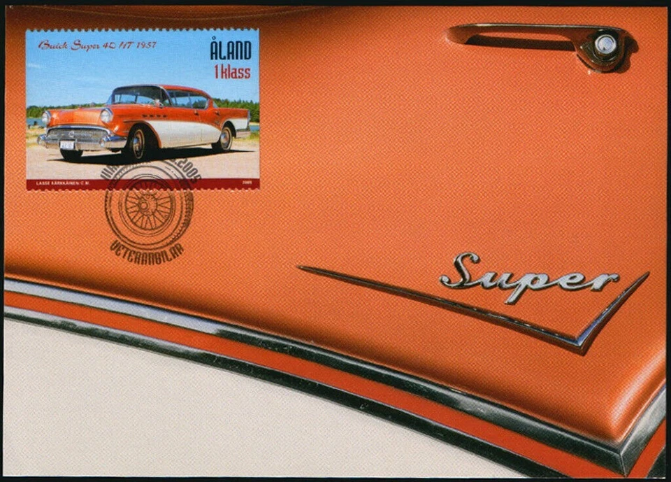 Buick Super 4D HT 1957 Historic Vintage Classic Car Aland Finland Maxi FDC 2005 - Image 1 of 1