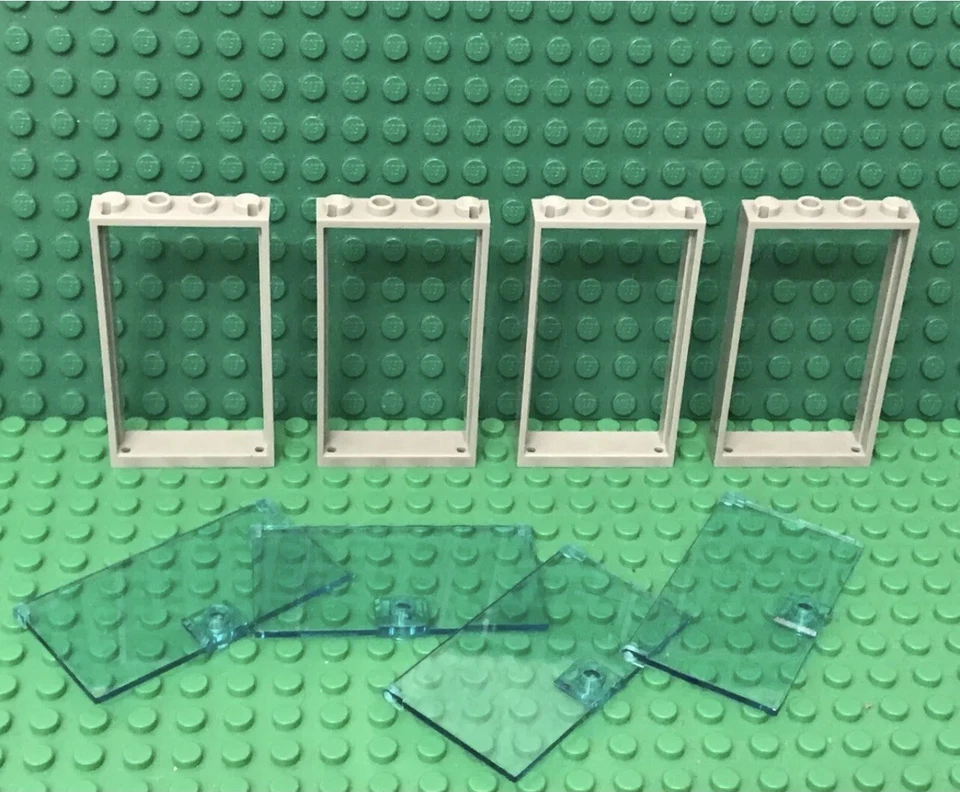 Lego 4 Trans-Light Blue Glass Door 1x4x6 With Light Bluish Gray Frame Parts - Image 1 of 1