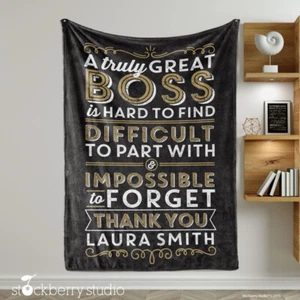 Boss Blanket Personalized Thank You Appreciation Present Christmas Retirement - Picture 1 of 6