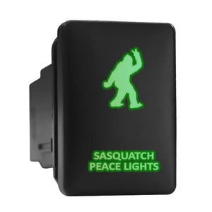 SASQUATCH PEACE LIGHTS Green Short Push Button 1.28"x 0.87" (Fit: Toyota) - Picture 1 of 6