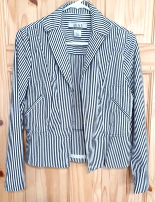 Nine West Womens Striped Cotton Blazer Jacket Sz 8 Unlined Short - Image 1 of 4