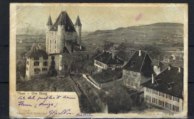 'THUN- DIE BURG.  -CARTE POSTALE,   SWITZERLAND-TO  HABANA-  1904 - Image 1 of 2