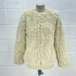 NEU LOOK CREME KUNSTFELLJACKE PREMIUM KNOPF HOCH DICK STRUKTURIERT Y2K UK 10 - Bild 1 von 6