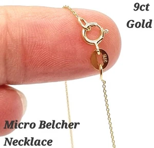 9ct Gold Necklace Chain Fine Micro Belcher Rolo - 0.8mm - Various lengths - Picture 1 of 11