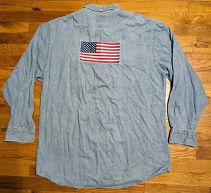 Cutter & Buck American Flag Denim Shirt - Men's XL - Patriotic U.S.A. Embroidery - Picture 1 of 24