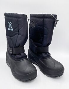 Kamik Kids Insulated Waterproof Winter Snow Boots Black Boys Youth Size 7 EX
