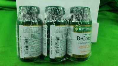 Pacote com 3 Complexo Nature's Bounty B com Vitamina C e Ácido Fólico 125 Novo Selado - Imagem 1 de 3