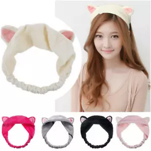 Mujeres Lindas Bandas para el pelo de oreja de gato Maquillaje facial Suave Elástico Diadema Envoltura para la cabeza - Imagen 1 de 25