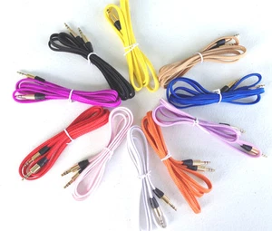 3.5MM 3FT AUX Auxiliary flat braided male cable FOR iPhone 4s 5c 6 iPod Nano mp3 - Picture 1 of 24