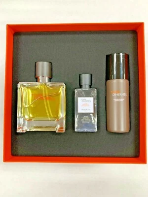 Terre D'hermes 3 Piece Set for Men PURE PERFUME SPARY 2.5 OZ, AFTER SHAVE LOTION - Image 1 of 2