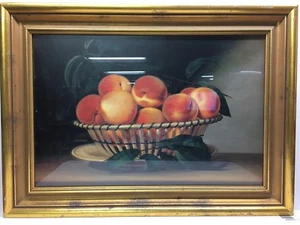 RAPHAELLE PEALE "SCHALE MIT PFIRSICHEN" MUSEALE QUALITÄT REPRODUKTION KUNST REALISMUS OBST - Bild 1 von 7