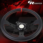 Black Tri-Spoke Pvc Leather 6-Bolt Aluminum Racing Steering Wheel Black Trim