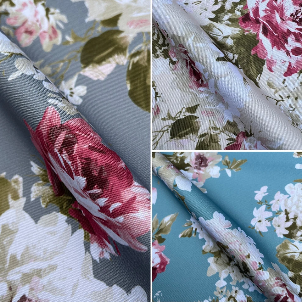 DISCOVER DIRECT English Rose Digital Print Outdoor Water UV Resistant PU Coated Canvas Fabric