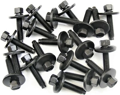 ACURA 6mm Body Bolts- M6-1.0 x 28mm Long- 8mm Hex- 19mm Washer- 20 bolts- #113 - Image 1 of 4
