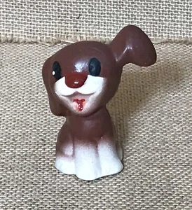 Vintage braun weiß Happy Puppy Hund Figur Porzellan Japan Kitsch Landhaus Kern - Bild 1 von 9