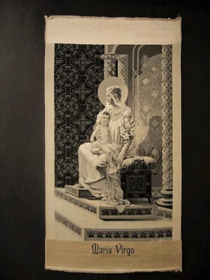 TABLEAU /RUBAN SOIE TISSÉE DE ST ETIENNE--MARIA VIRGO- TRÈS BON ÉTAT- XIX-XX s - Photo 1/4