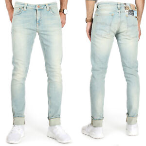 Nudie Mens Skinny Fit Organic Stretch Denim Jeans Light Blue | Skinny Lin