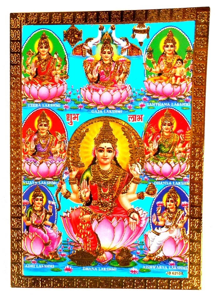 BILD  Lakshmi LAXMI Prägedruck INDIEN Altarbild 9x13 cm  s150 - Bild 1 von 1