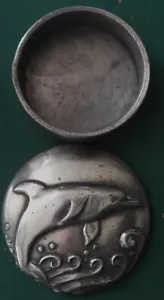 LOT#1 1995 SEAGULL CANADA "DOLPHIN" PEWTER ETAIN ZINN TRINKET BOX - Picture 1 of 4
