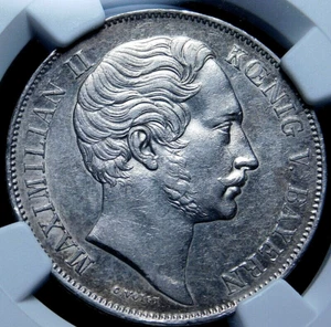 Germany 1862 Germany Bavaria One Gulden NGC AU53 59-749 - Picture 1 of 10
