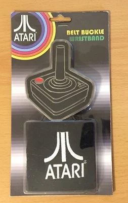 ATARI 2600 RETRO VIDEO GAME JOYSTICK BELT BUCKLE AND WRIST BAND NEW IN PACKAGE  - Image 1 of 2
