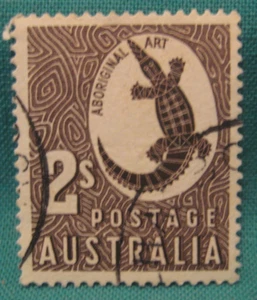 1948 Australia-2 shillings Aboriginal Art-Crocodile-Used Single-Light Cancel - Picture 1 of 2
