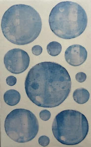 BLUE VELLUM BUBBLES Stickers (15pc)Sandylion•Kids•Bath•Blowing •Card Making•2005 - Picture 1 of 7
