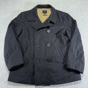 J.Crew Mens Bayswater Pea Coat Black Wool XL Winter Coat Quilted - Picture 1 of 8