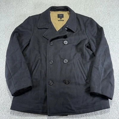 J.Crew Mens Bayswater Pea Coat Black Wool XL Winter Coat Quilted - Image 1 of 4