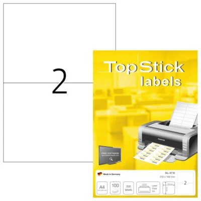 TopStick 8718: 210x148 mm Labels A4 zum Bedrucken selbstklebend 200 Etiketten